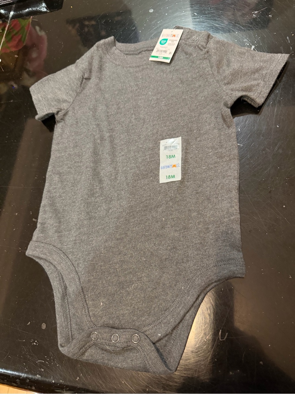 Garanimals Heather Gray Short-Sleeve Bodysuit NWT